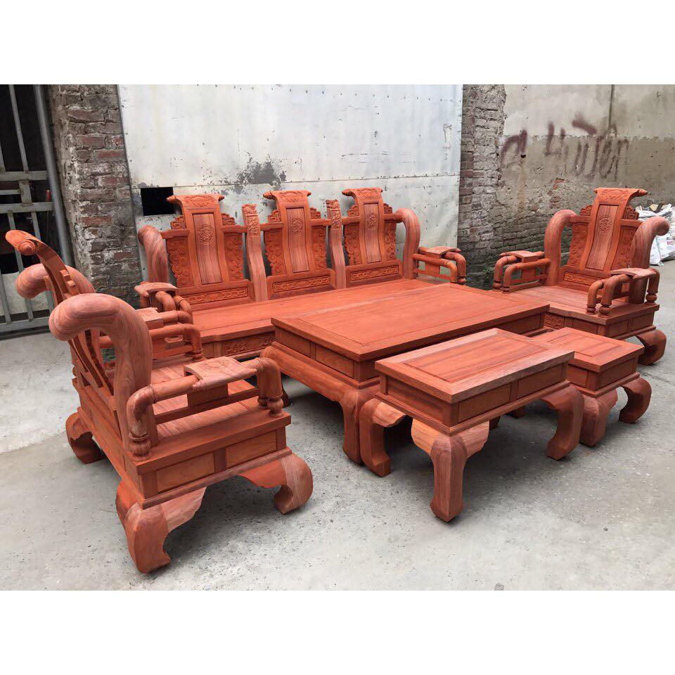 Bộ bàn ghế tần thủy hoàng gỗ hương đỏ nam phi