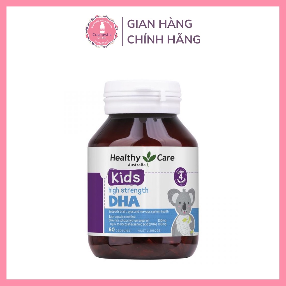 Viên Uống Bổ Sung Healthy Care Kids High Strength DHA Hỗ Trợ Não Bộ Phát Triển Trí Thông Minh Hộp 60 Viên