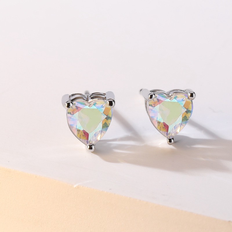 Khuyên tai hình trái tim đính đá thời trang dành cho nữ