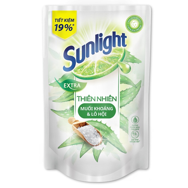 [Hoả Tốc] SUNLIGHT Nước Rửa Chén 750g dạng túi Matcha Trà Xanh Nhật , Muối Khoáng Lô Hội TrắngThiên Nhiên 750 g