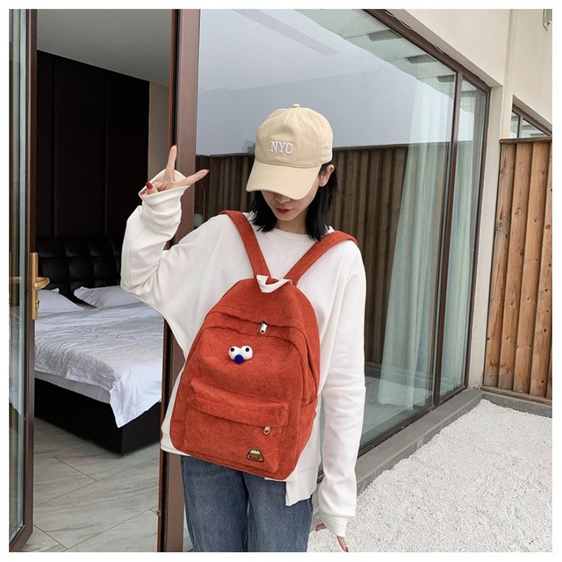 Ba Lô Đi Học / Du Lịch Vải Nhung Màu Trơn Dung Tích Lớn Đa Năng Thời Trang Mùa Đông Cho Nữ