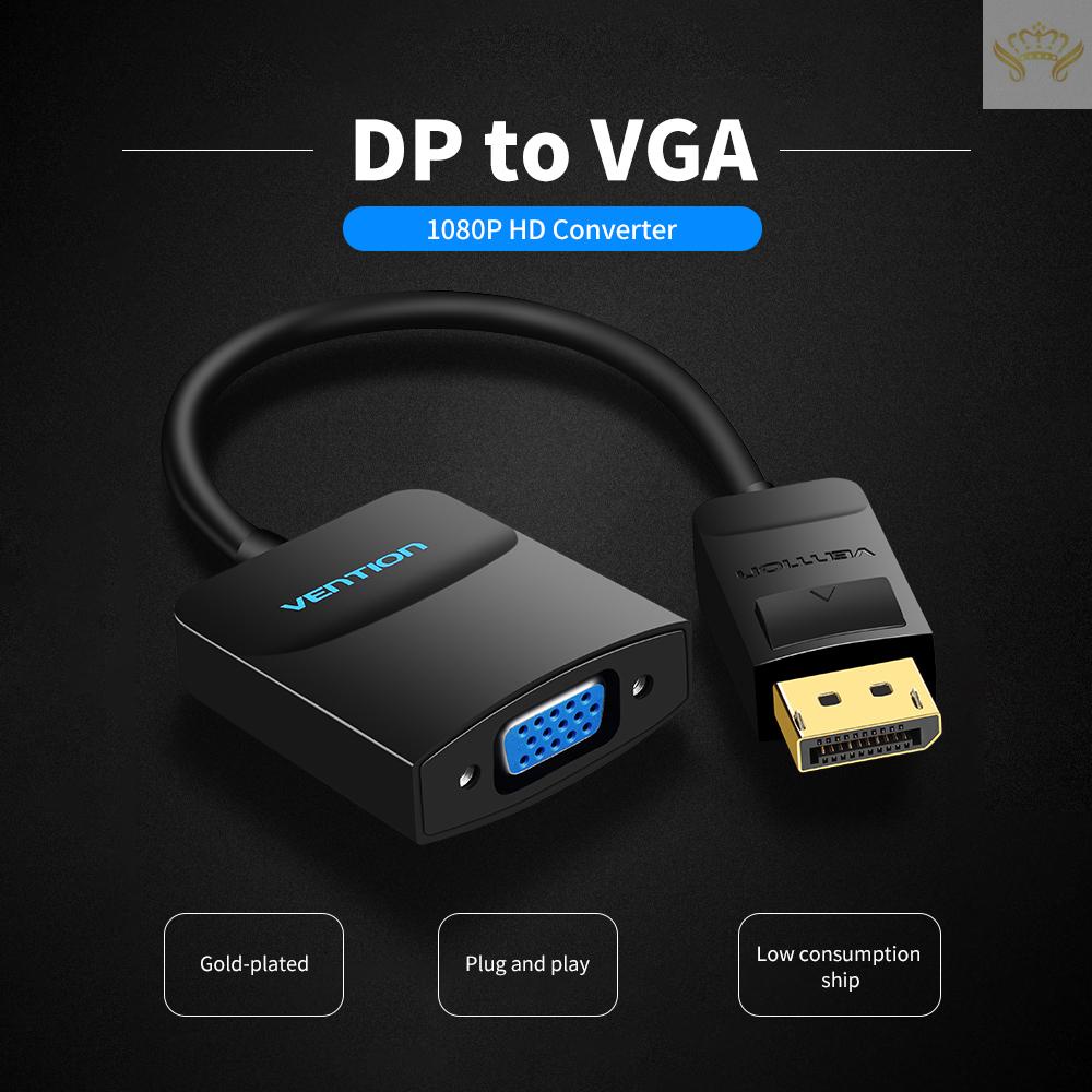 New  VENTION DP to VGA Adapter Displayport to VGA Female HD 1080P Converter Cable for Laptop TV Projector Video Converter 15cm/5.91in Black