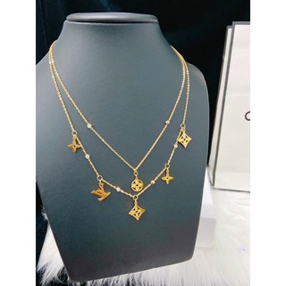 Dây chuyền titan lv mạ vàng ko đen