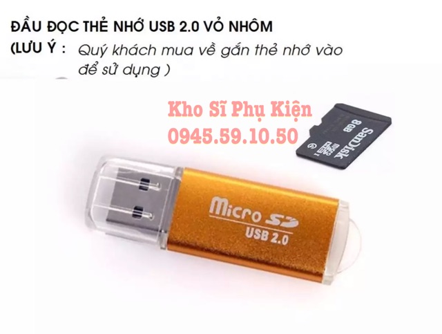 Đầu đọc thẻ nhớ Micro SD 2.0 Vỏ nhôm, Có Led Báo Tín Hiệu