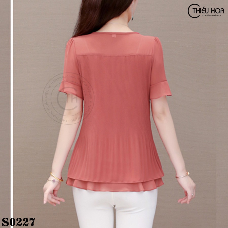 Áo nữ trẻ trung sang trọng chất liệu Chiffon dễ phối đồ THIỀU HOA AN1S0227