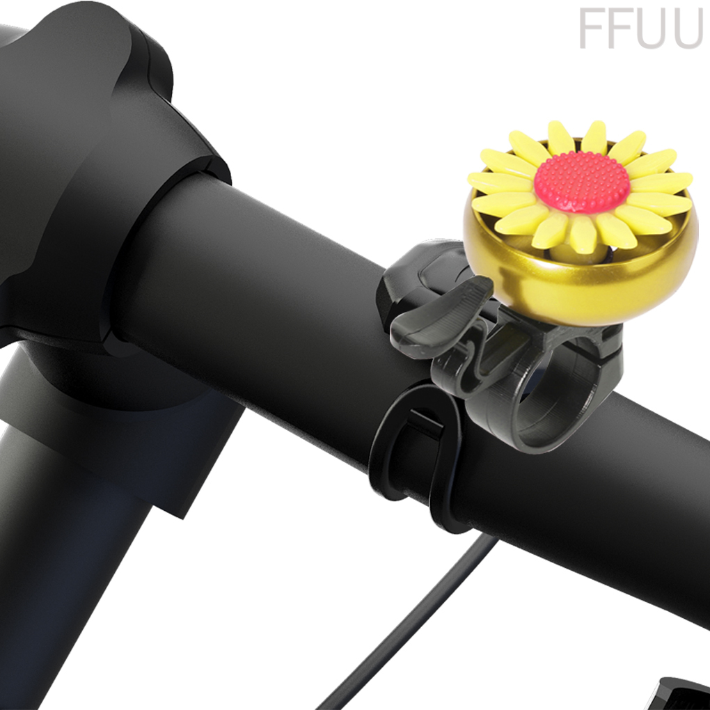 [ffuu]Bike Small Bell Iron Plastic Flower Bicycle Bell Smart Decorative Cycling Ring Alarm, Yellow