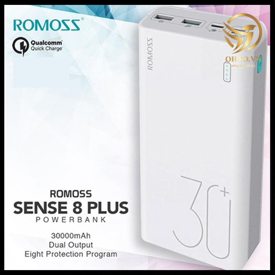 Pin Sạc Dự Phòng 30000mAh Romoss Sense 8 Sạc Dự Phòng Điện Thoại Mini Dung Lượng Lớn -