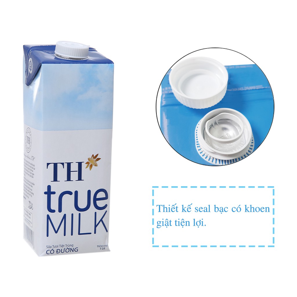 Thùng 12 Hộp Sữa Tươi Tiệt Trùng TH true MILK - 1 Lít - Nguyên Chất/Ít Đường/ Có Đường