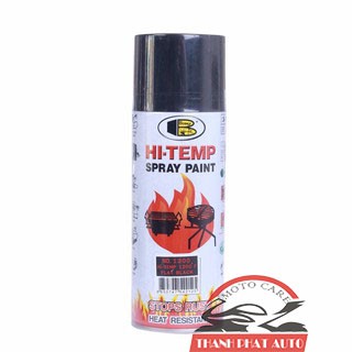 Chai xịt chống cháy, chịu nhiệt độ cao Bosny Hi-Temp Spray Paint màu đen mờ 1200/sơn pô xe máy, xe ô tô, bếp ga...