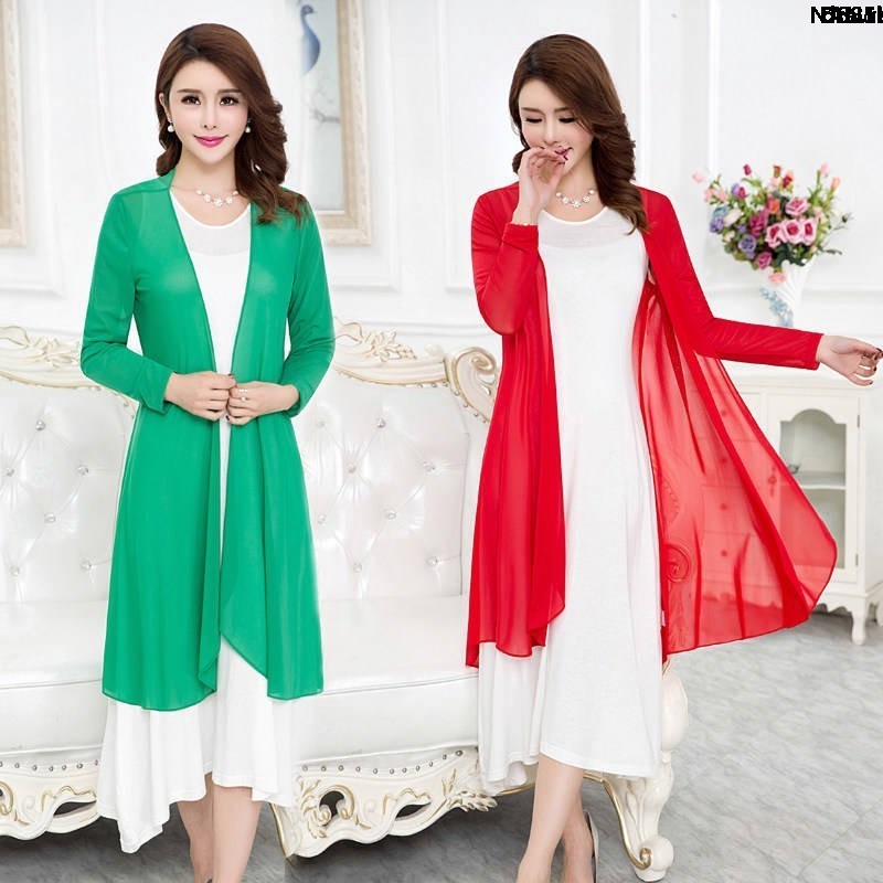 Áo Khoác Cardigan Chống Nắng Dáng Dài Phối Lưới Mỏng Thời Trang Đi Biển Cho Nữ