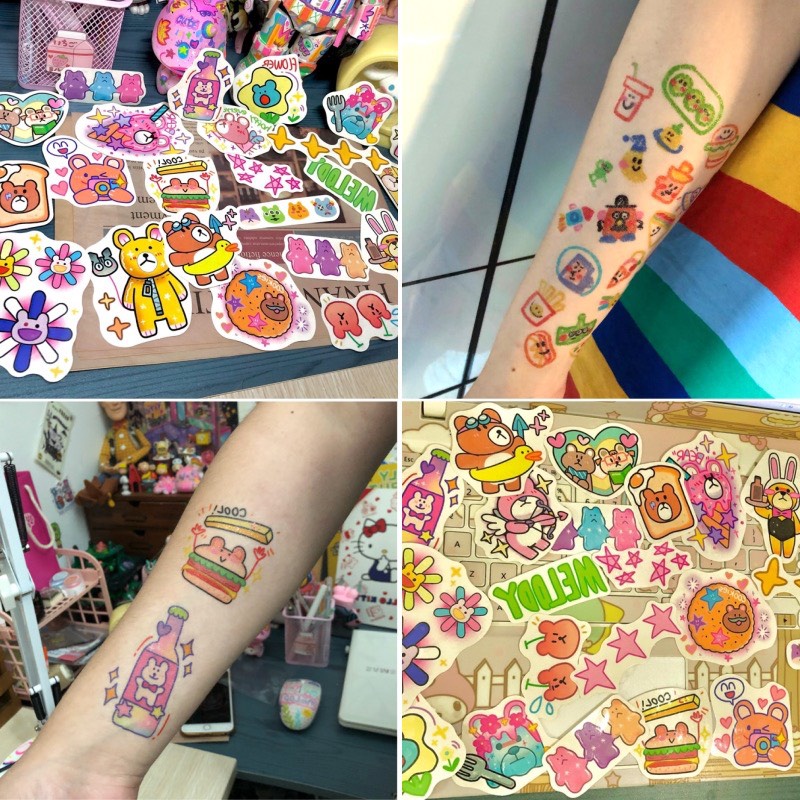 Hình Xăm Dán Giả Nước Tattoo Size Lớn Hoạt Hình Cartoon Màu Sắc