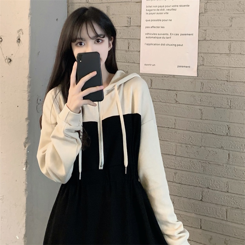 Đầm hoodie PERTY mini phong cách Hong Kong Hàn Quốc thời trang mùa thu 2023 mới dành cho nữ