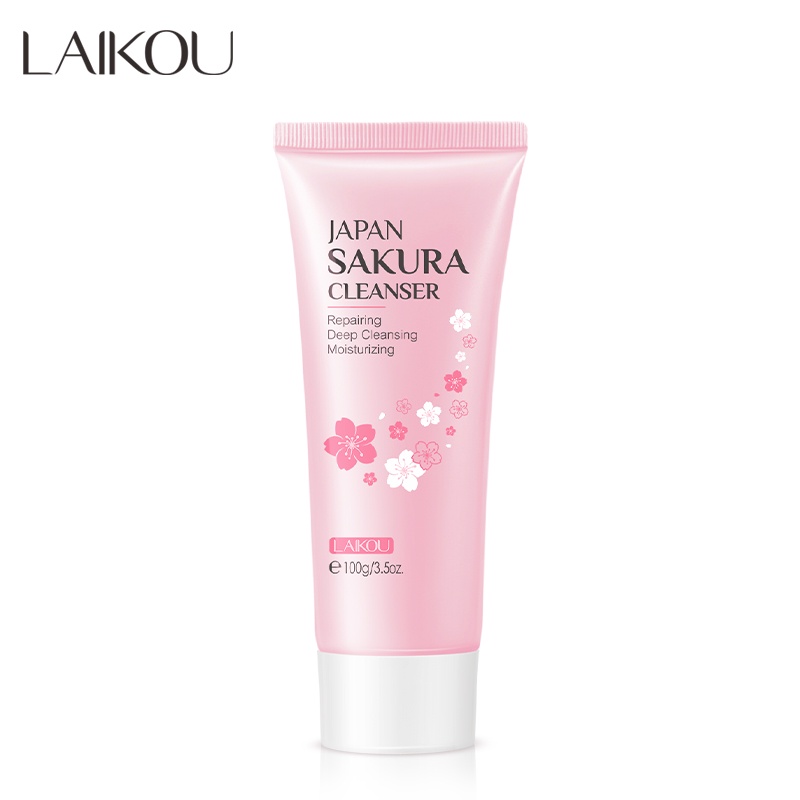 Sữa rửa mặt Laikou Japan Sakura làm sạch sâu loại bỏ mụn đầu đen bụi bẩn chăm sóc da mặt 100g