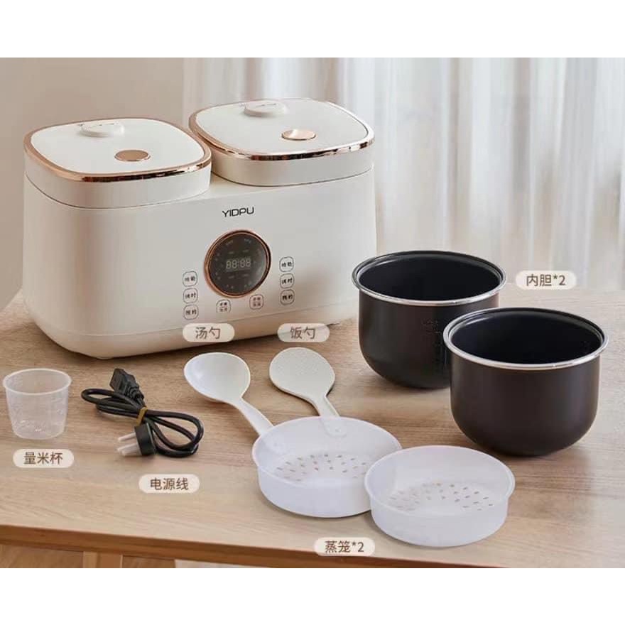 Nồi Cơm Điện Đôi 2 Ngăn Đa Năng YIDPU Cảm Ứng Bảo Hành 12 Tháng