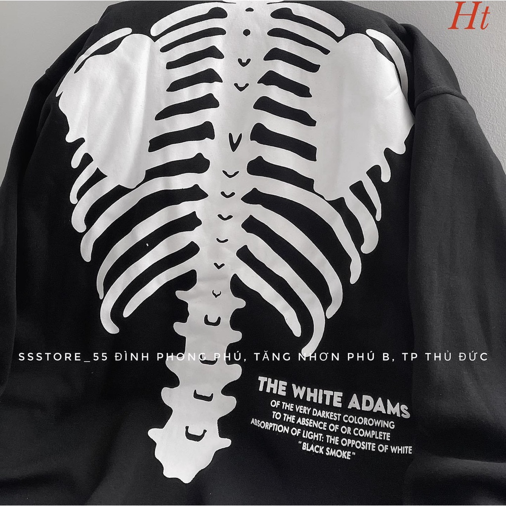 Áo Hoodie White Xương ❤ Áo Nỉ Cotton Dáng Rộng Nam Nữ HT76