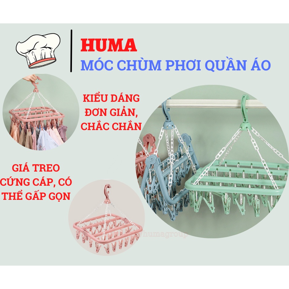 Móc Treo Quần Áo 32 Kẹp, Móc Chùm Phơi Đồ Trẻ Em Đa Năng, Gấp Gọn, Tiện Dụng