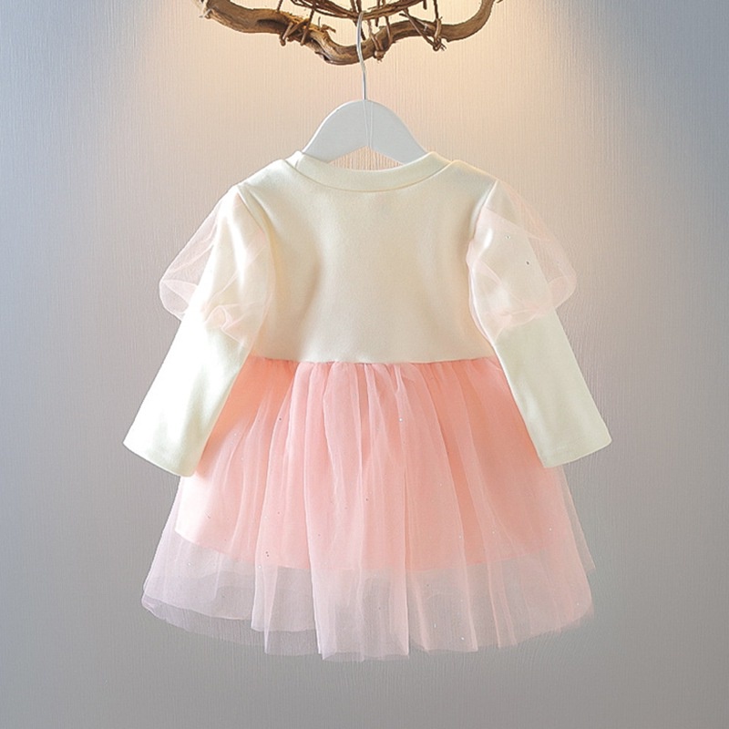 Đầm Công Chúa Bằng Vải Tuyn Đính Nơ Họa Tiết Hoa Dành Cho Bé Gái 0-3 Tuổi