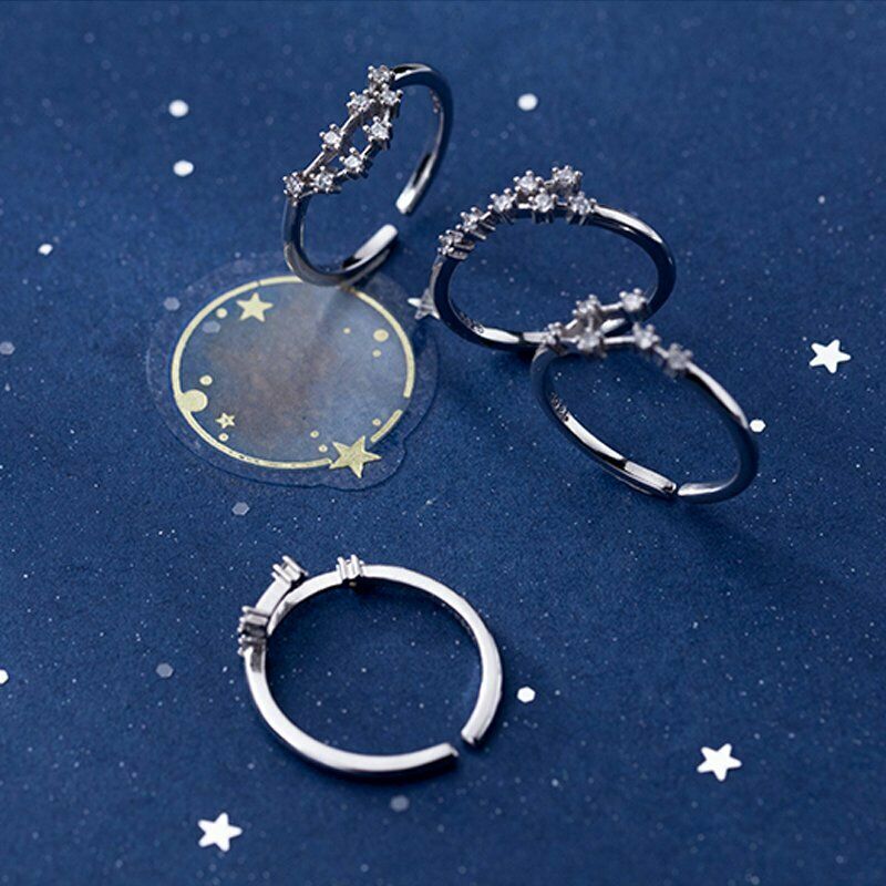 Nhẫn Hở Hình 12 Cung Hoàng Đạo Đính Đá Zircon Thời Trang Có Thể Điều Chỉnh Cho Nữ