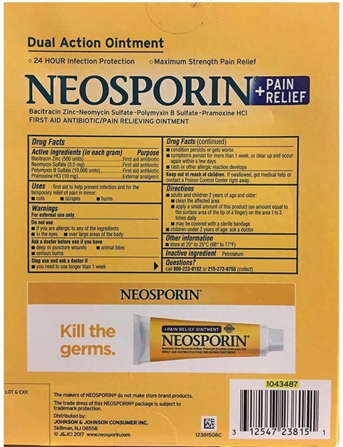 [Hàng Mỹ] Kem mỡ thoa vết thương liền da nhanh chóng Neosporin 14,2 gr x2 và 28,3 gr