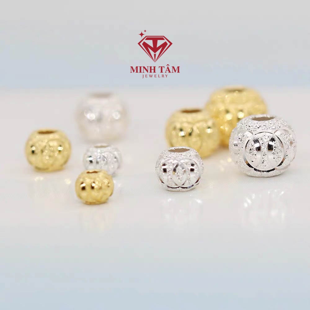 Bi bạc khắc kim tiền bạc 925 xâu vòng tay-Minh Tâm Jewelry