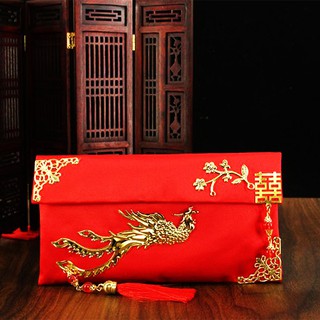 Bao Lì Xì Cưới 2023 Vải Gấm Cao Cấp - Bao Nạp Tài Mùa Cưới Vải Nhung Hình Phụng