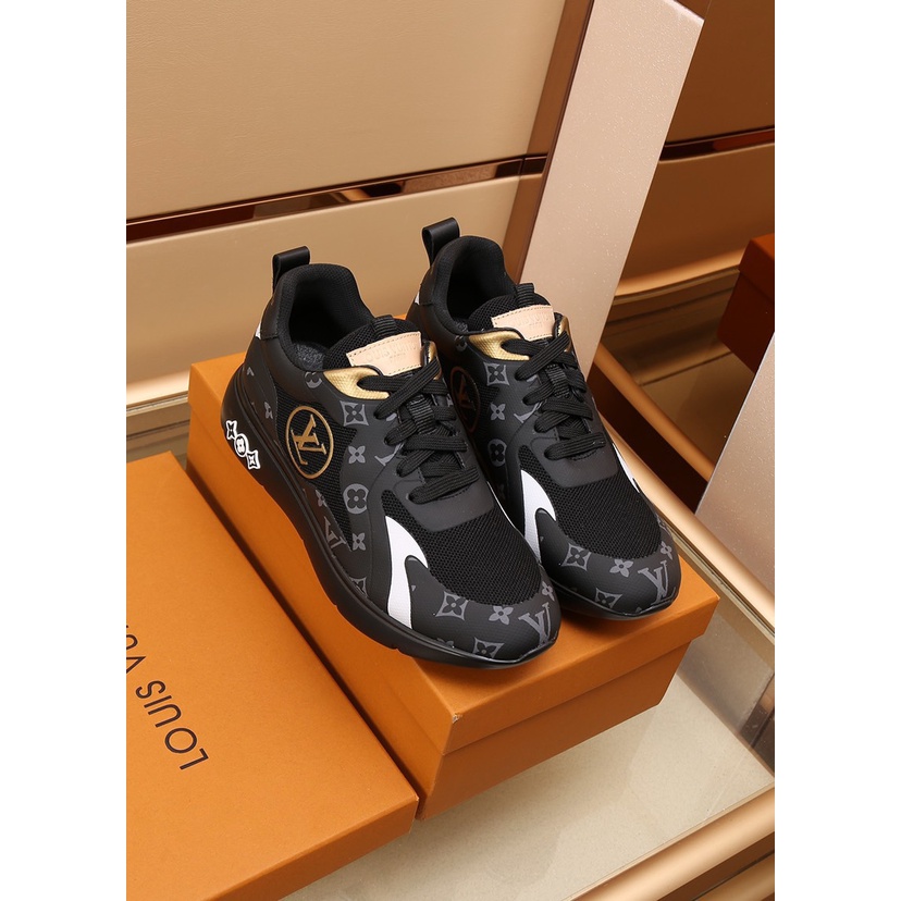 Giày thể thao nam cao cấp da thật Louis Vuitton LV thiết kế cá tính và mạnh mẽ với lớp lưới thoáng khí thoải mái