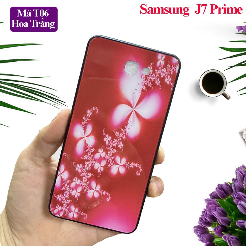 Ốp Samsung J7 Prime - Freeship - Ốp điện thoại ss GalaxyJ7prime mặt kính in hoa văn sang trọng, chống trầy xước,Aha Case