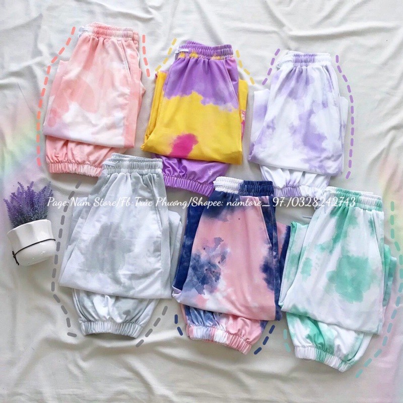 Quần Jogger Loang Màu Ống Rộng Bo gấu Unisex Nam Nữ - Quần Tie Dye