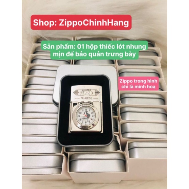 Hộp Thiếc Zippo, hộp đựng và bảo quản Zippo: có lót nhung min tránh móp, xước Zippo, quẹt.