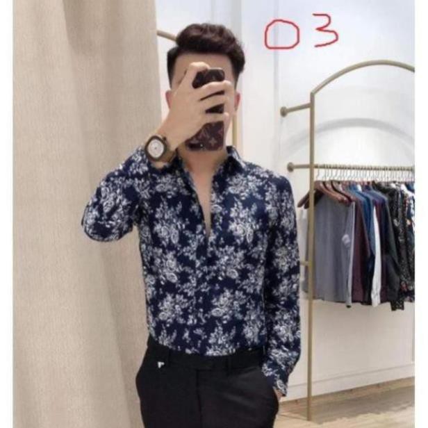 Sơ Mi Nam Trym Cò Họa Tiết Namm Dài Tay Chất Vải Mỏng Nhẹ, Dáng body Cực Đẹp