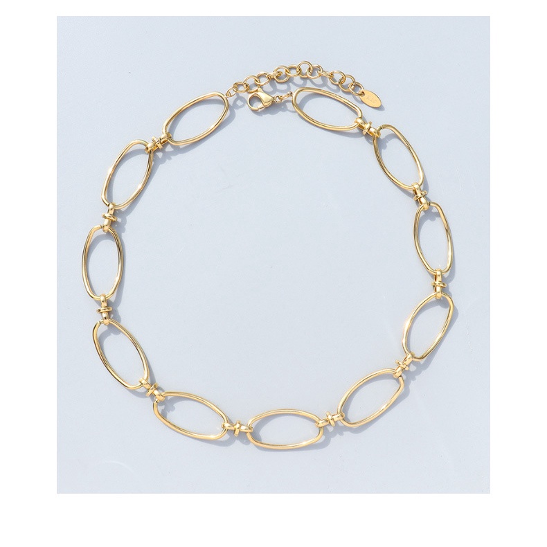 Choker titan mắt xích hình học rỗng lớn phối khoen không gỉ WN2261