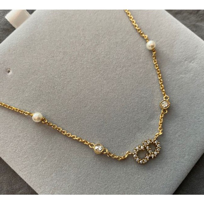 Dây chuyền mặt hình CD Dɪor đính ngọc trai giả sang trọng cho nữ