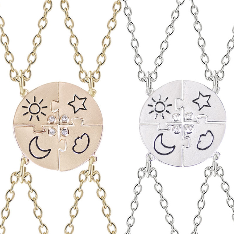 Set 4 vòng cổ tình bạn mặt trời mặt trăng ngôi sao đính đá thời trang