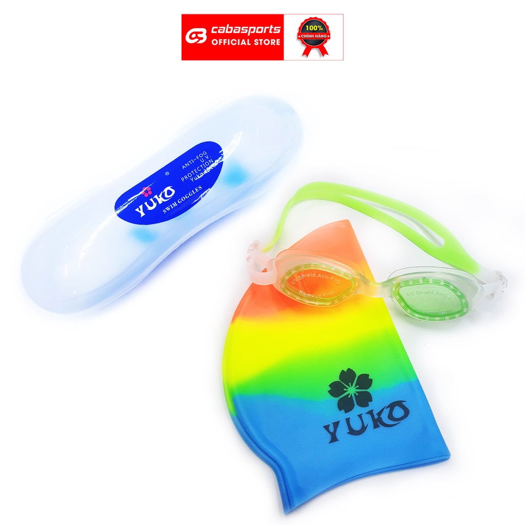 Kính bơi trẻ em người lớn Yuko view chất lượng cao, COMBO mắt kính bơi mix Mũ bơi Yuko thể thao chuyên nghiệp