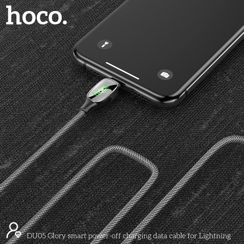 Dây Cáp Sạc Tự Ngắt Thông Minh Hoco DU05 Lightning Iphone Dài 1M.