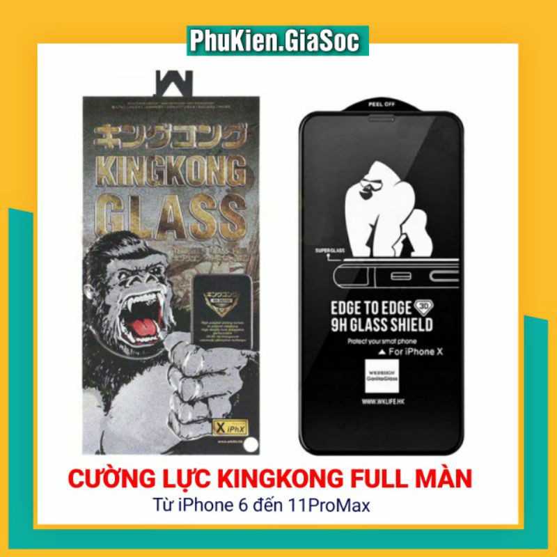 [CHÍNH HÃNG] KÍNH CƯỜNG LỰC 3D KINGKONG FULL MÀN DÀNH CHO IPHONE - HẠN CHẾ BÁM VÂN TAY