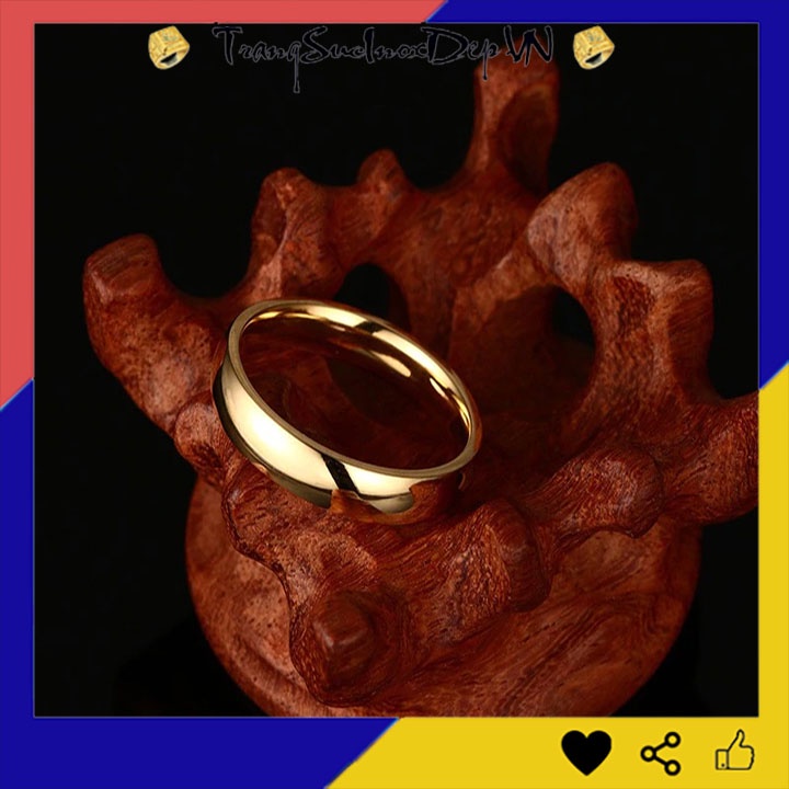 Nhẫn inox mạ vàng bảng mo tròn bản 4mm, khắc tên theo yêu cầu - Tặng hộp đựng xinh xắn