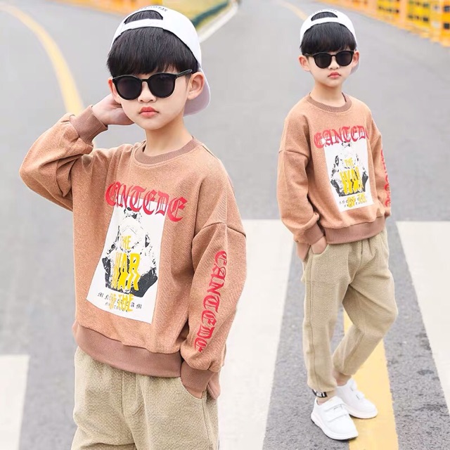 Bộ Dài Tay Cỡ Nhỡ Bé Trai Xẻ Tà Thời Trang DP81