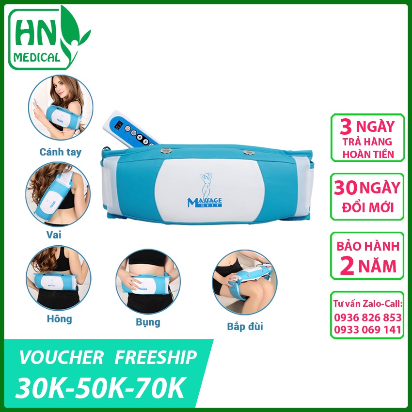 Máy Massage Đánh Tan Mỡ Bụng Đùi Massage Bell - Rung 3D Và Nhiệt Nóng, Điện 12V