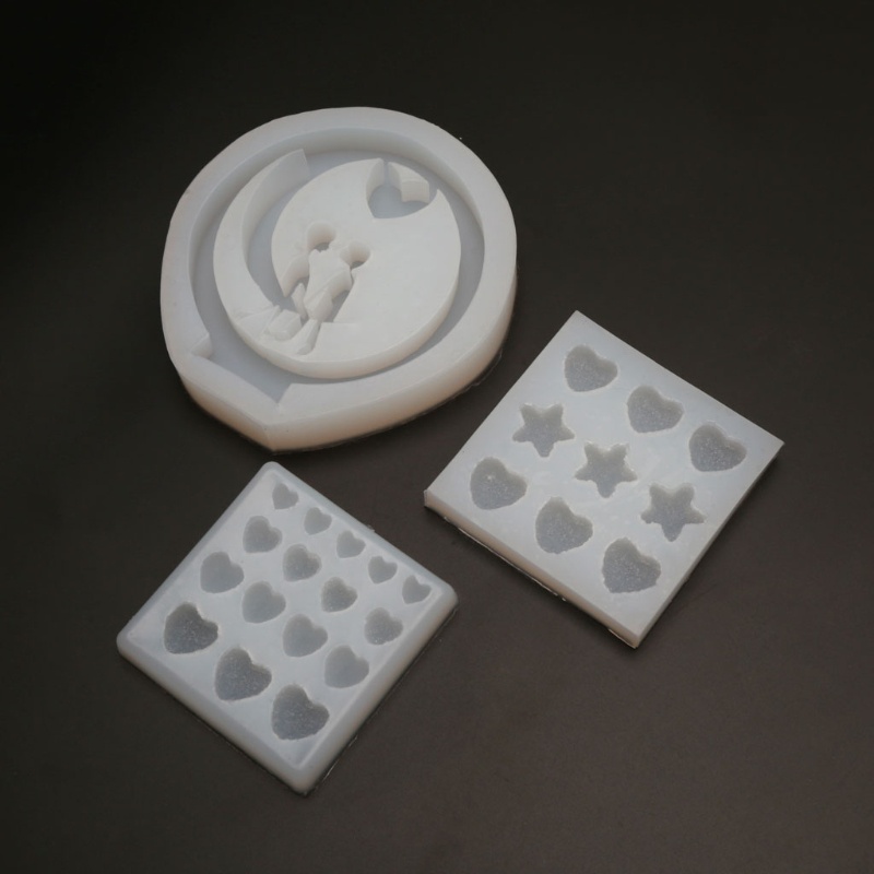 [Hàng mới về] Khuôn silicon mềm làm kẹp tóc hình ngôi sao / trái tim xinh xắn