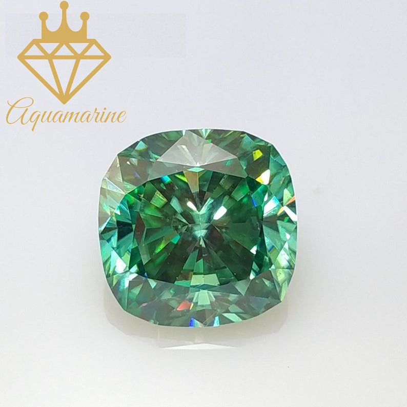 Kim cương nhân tạo Moissanite Cushion Green
