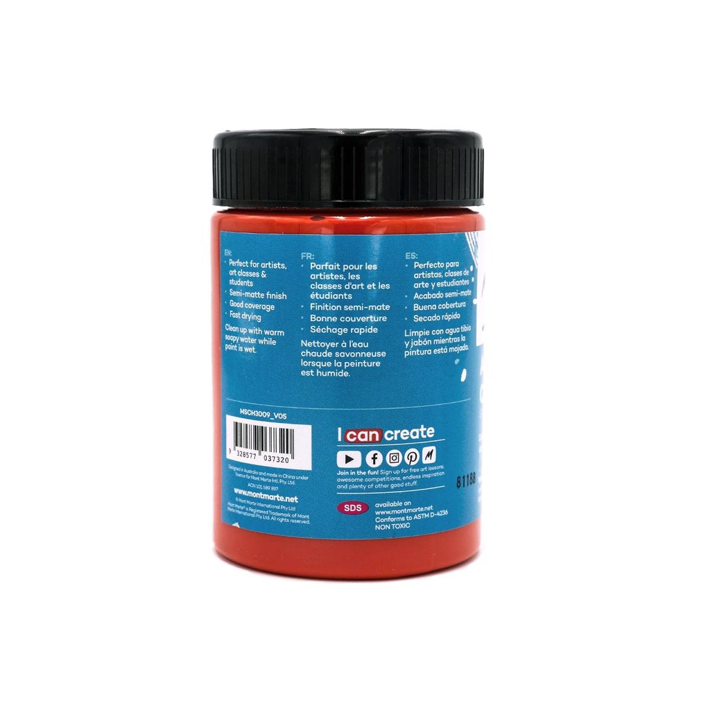 Màu Acrylic Mont Marte 300ml - Vermilion - Acrylic Colour Paint Signature 300ml (10.1oz) - MSCH3009