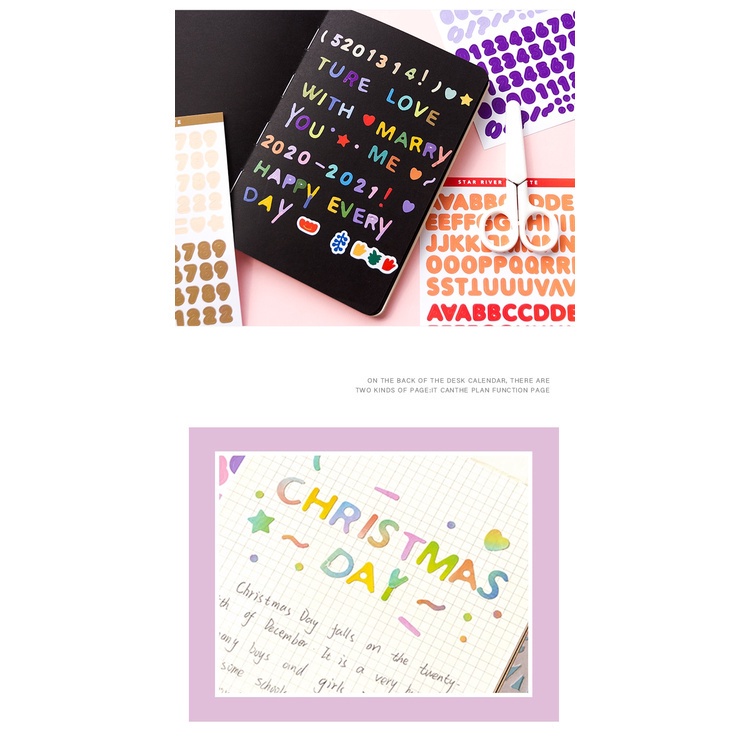 Bộ 6 tấm nhãn dán họa tiết chữ cái dán trang trí tự làm