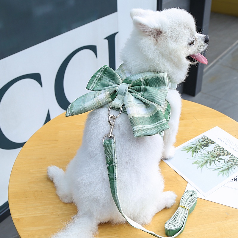 Áo kiểu nơ có dây dắt họa tiết kẻ sọc phong cách cổ điển dành cho cún và mèo cưng đi chơi