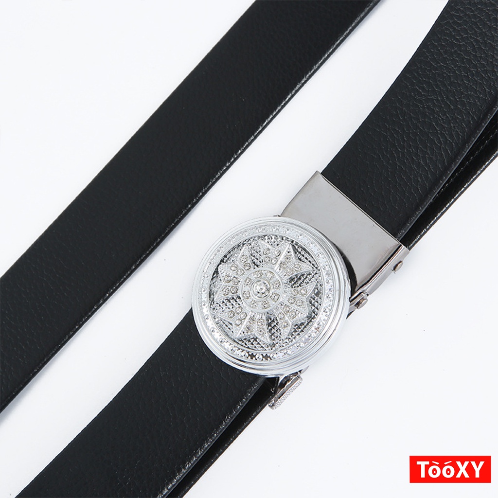 Thắt Lưng Da Nam Khóa Tự Động Cao Cấp Dây Nịt Nam Mặt Xoay Đính Đá , Phong Cách Hàn Quốc TL03