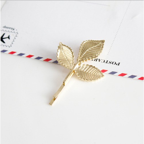 Kẹp tóc kim loại hình lá thanh lịch cho nữ