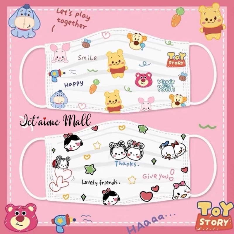KT người lớn- Set 10 cái khẩu trang Disney in hình hoạt hính siêu đáng yêu
