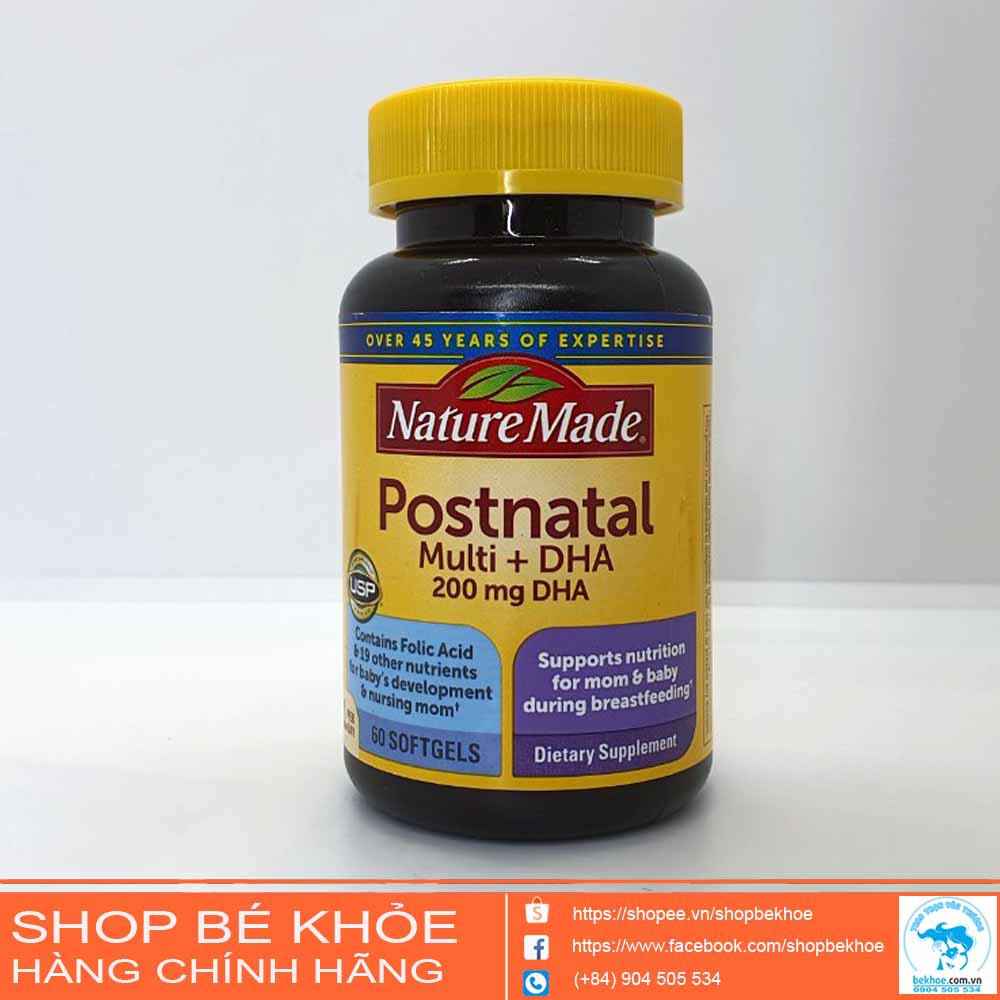 Vitamin sau sinh Postnatal Multi +DHA Nature made - Postnatal 200mg DHA