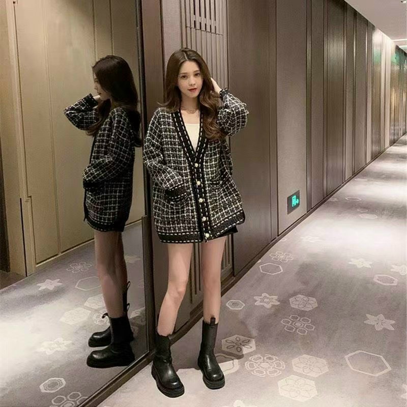 Áo cardigan len kẻ ô | BigBuy360 - bigbuy360.vn