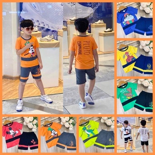Bộ quần áo bé trai ngắn tay cotton phối thun lạnh in 3D siêu ngầu cho bé trai size đại từ 20 đến 40kg